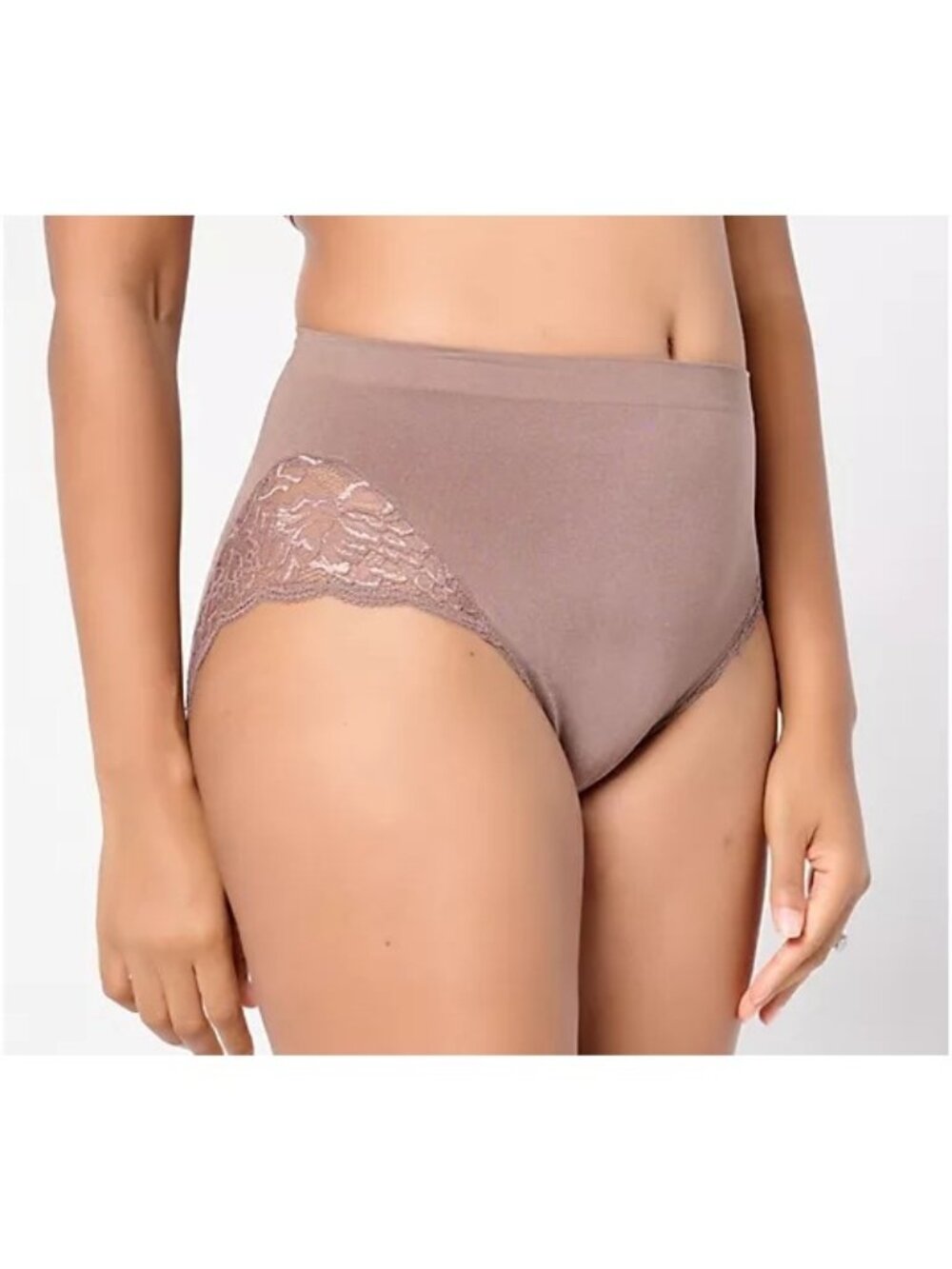 Breezies Natural Curves Lace Full Brief Panties Woodrose 3PK LARGE A647771 NWT